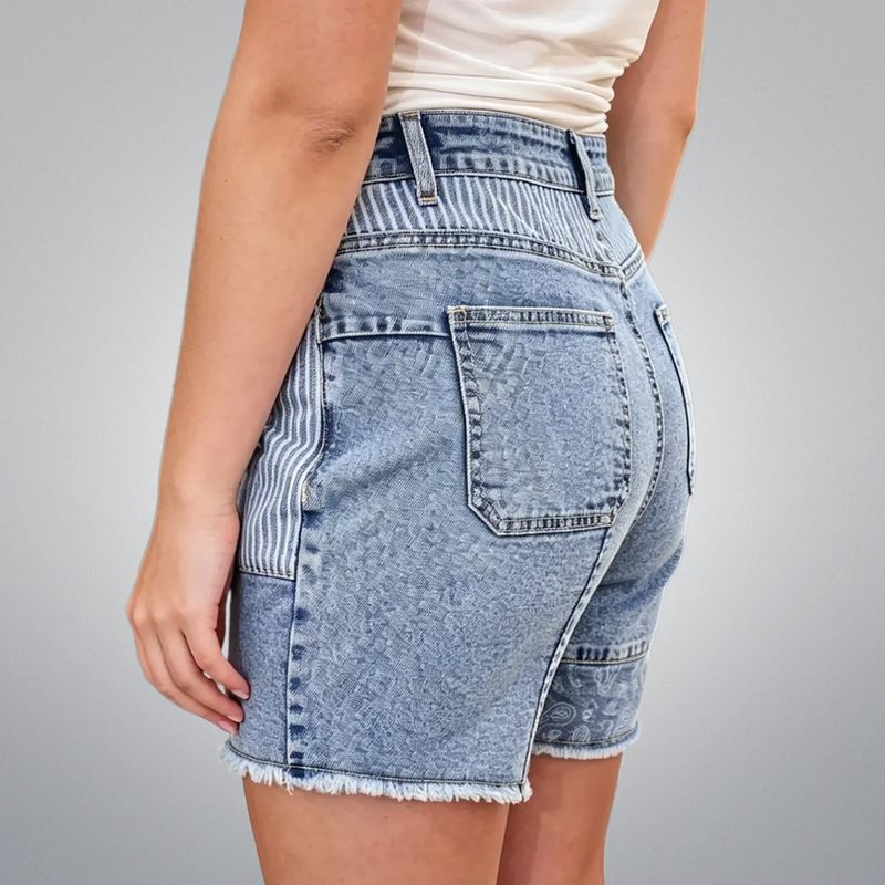 Blue Skies Patchwork Denim Shorts