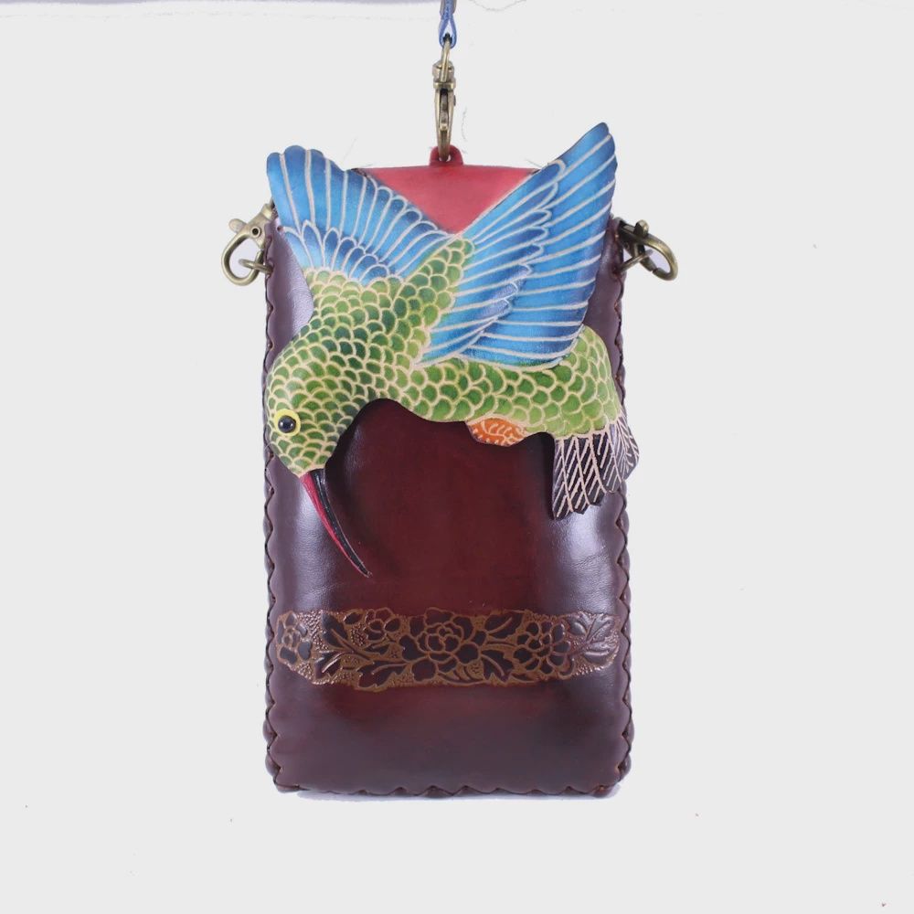 Handcrafted Leather Hummingbird Bag