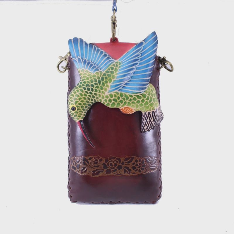 Handcrafted Leather Hummingbird Bag