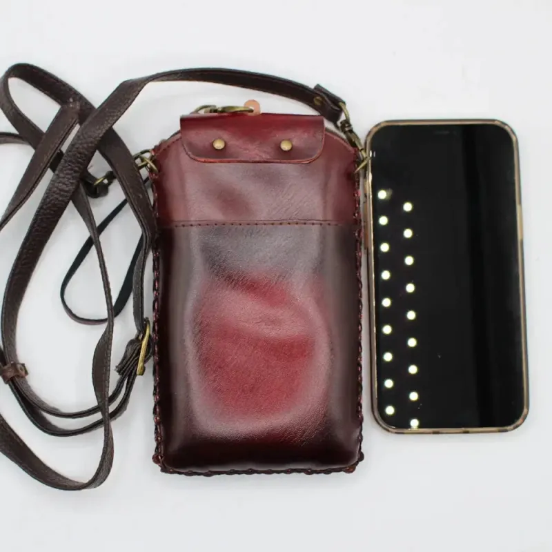Handcrafted Leather Fox Crossbody Phone Bag