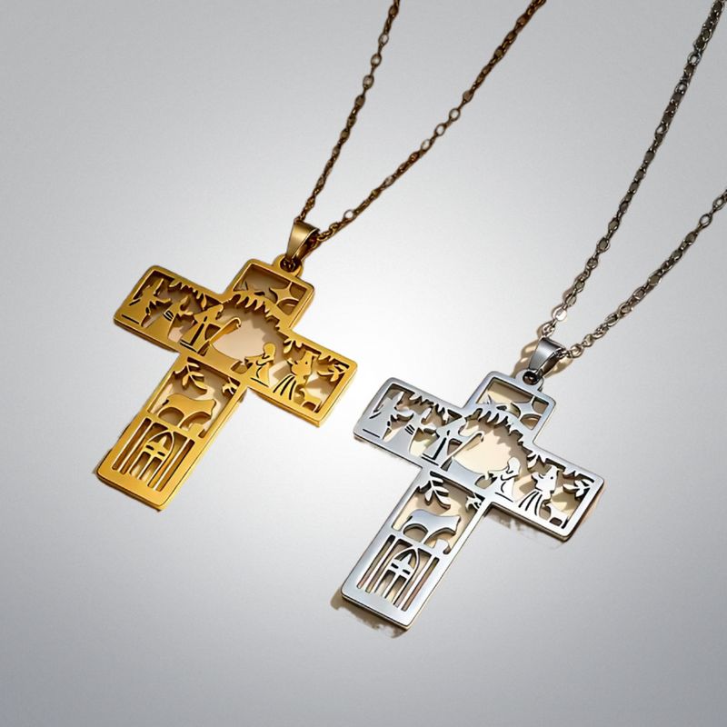 A Holy Night Nativity Cross Pendant