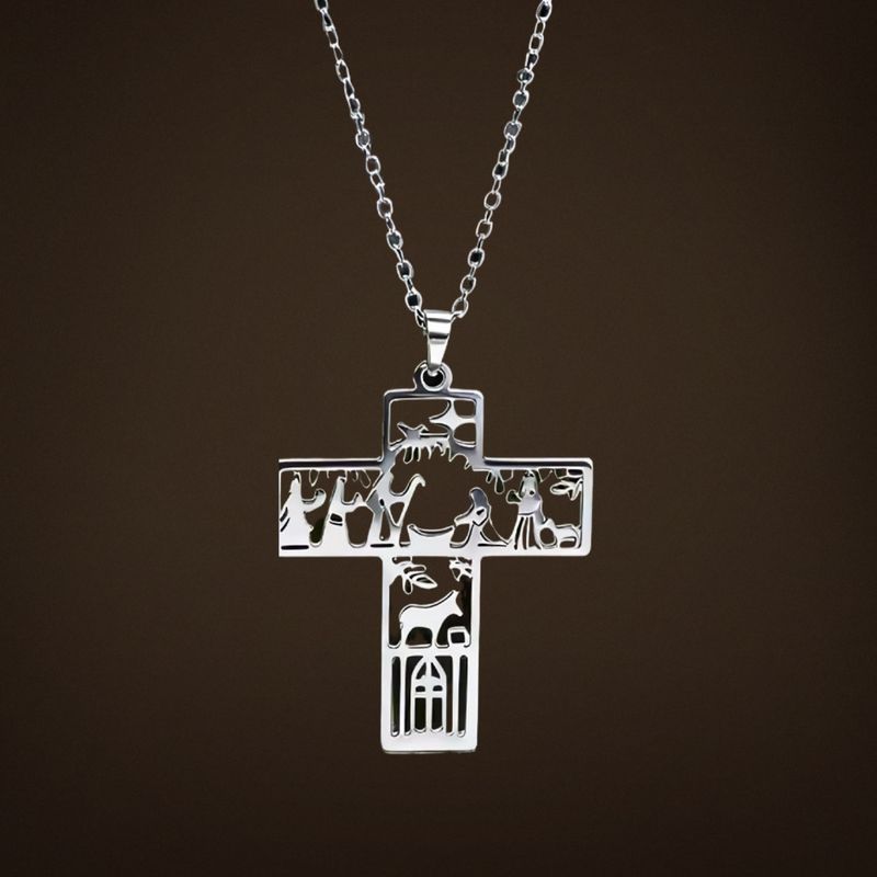 A Holy Night Nativity Cross Pendant