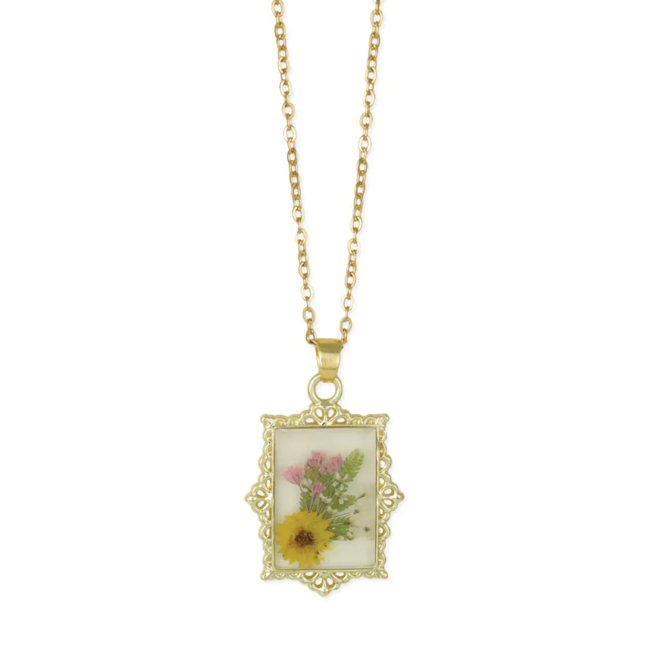 Framed Pressed Floral Pendant