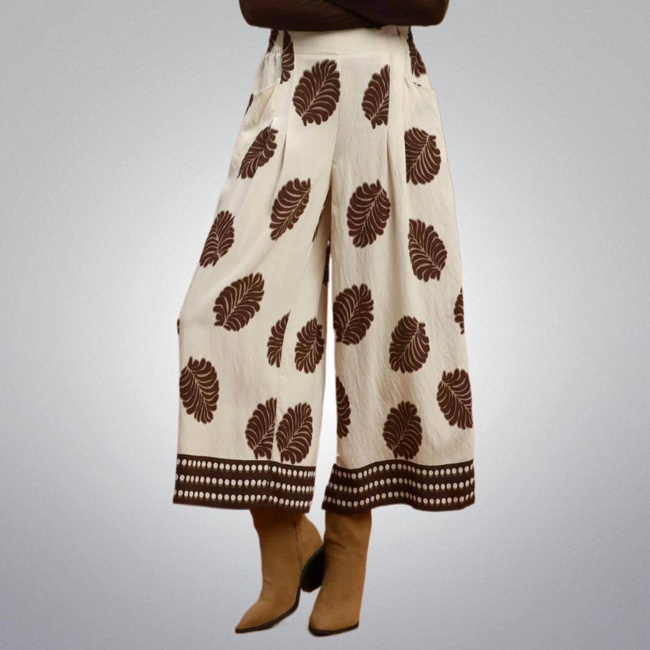 Autumn Rhythm Wide-Leg Pants, Size: SMALL