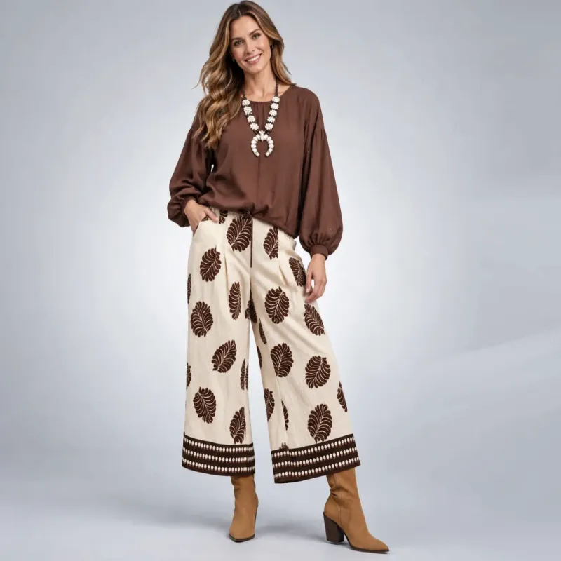 Autumn Rhythm Wide-Leg Pants