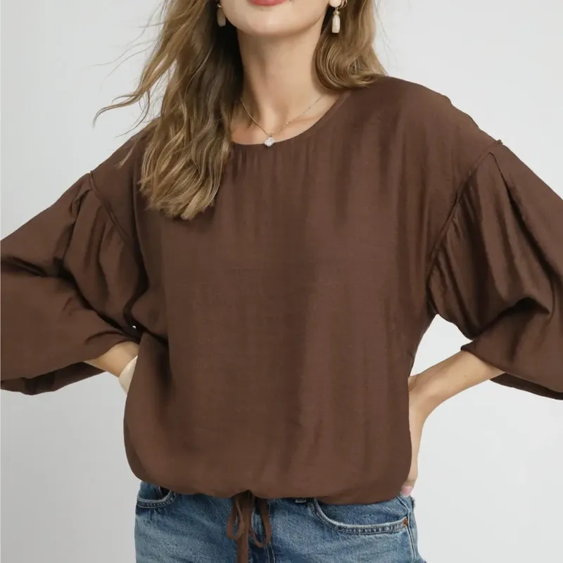 Cocoa Comfort Drawstring Blouse