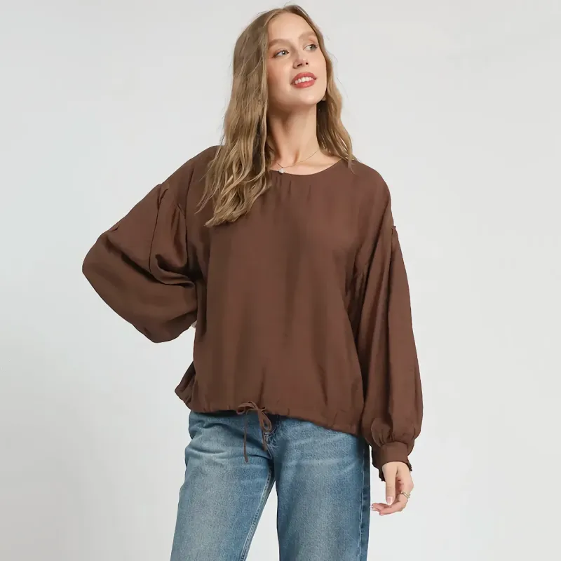 Cocoa Comfort Drawstring Blouse