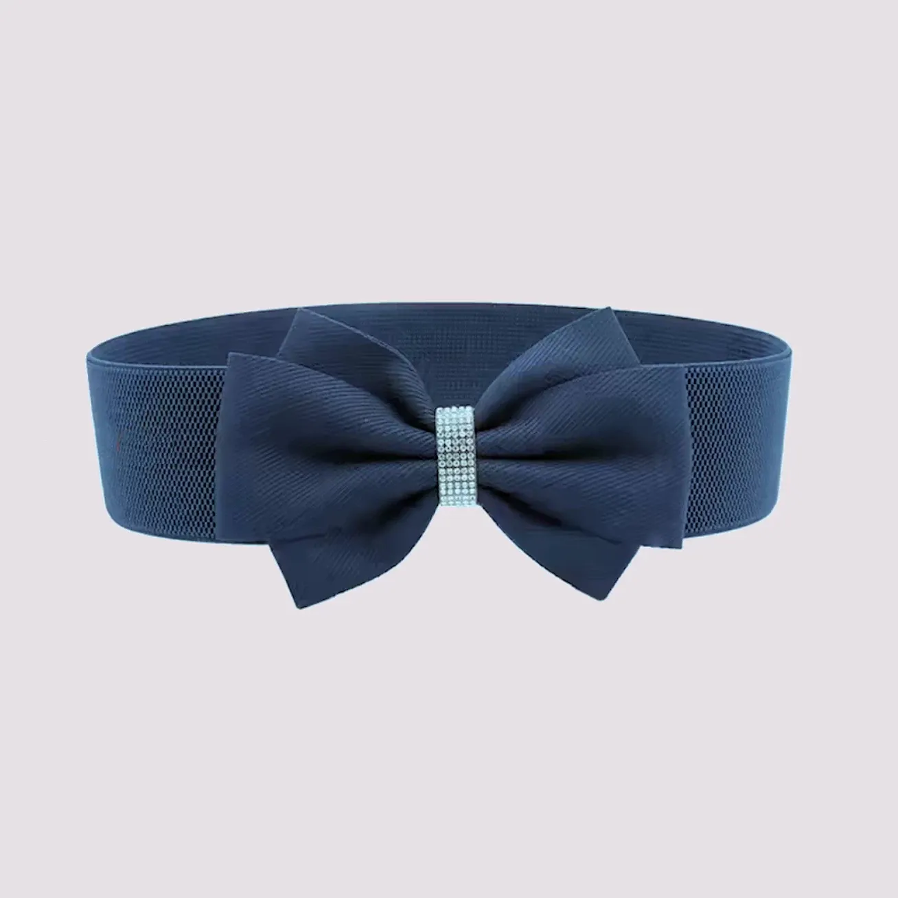Take a Bow! Rhinestone Bow Belt, Color: Navy Blue, Size: LARGE