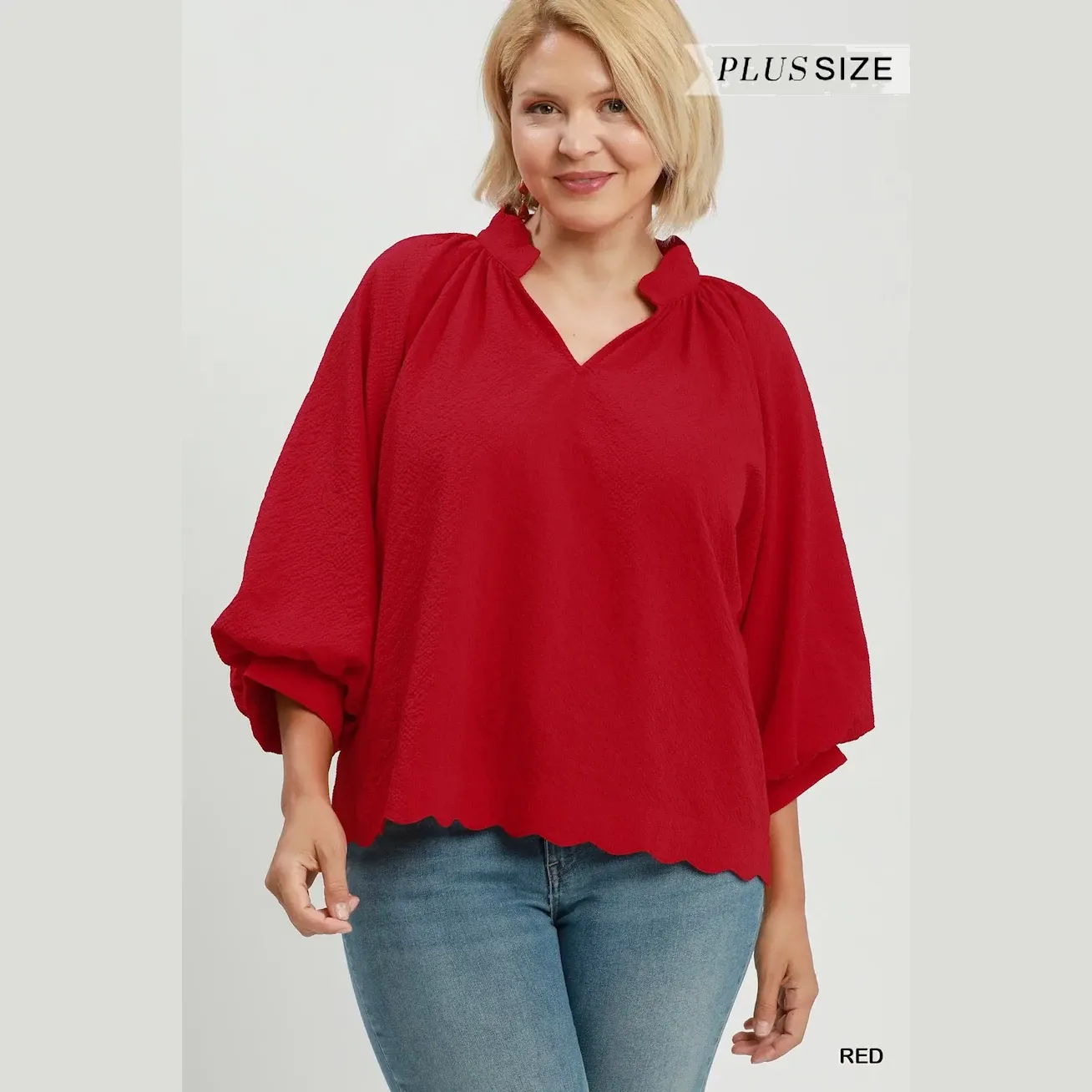CURVY - Scarlet Sweetheart Scallop Top, Size: XL