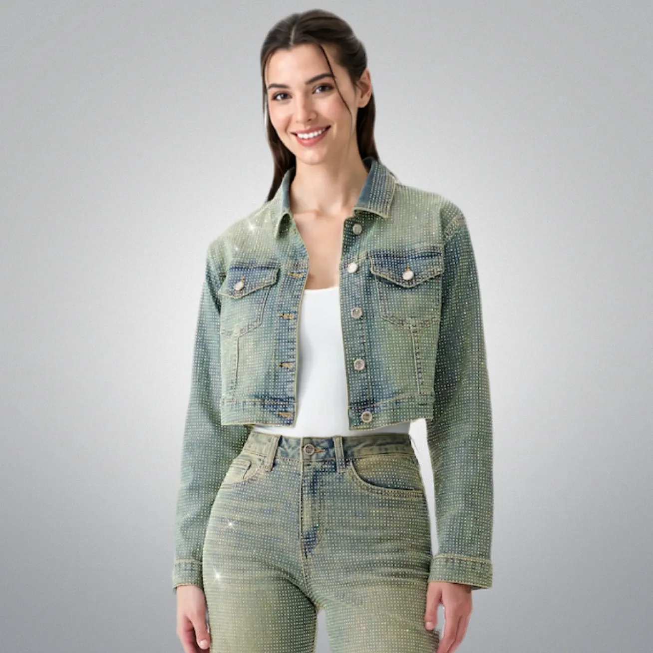A Little Dazzle Denim Jacket, Size: XS