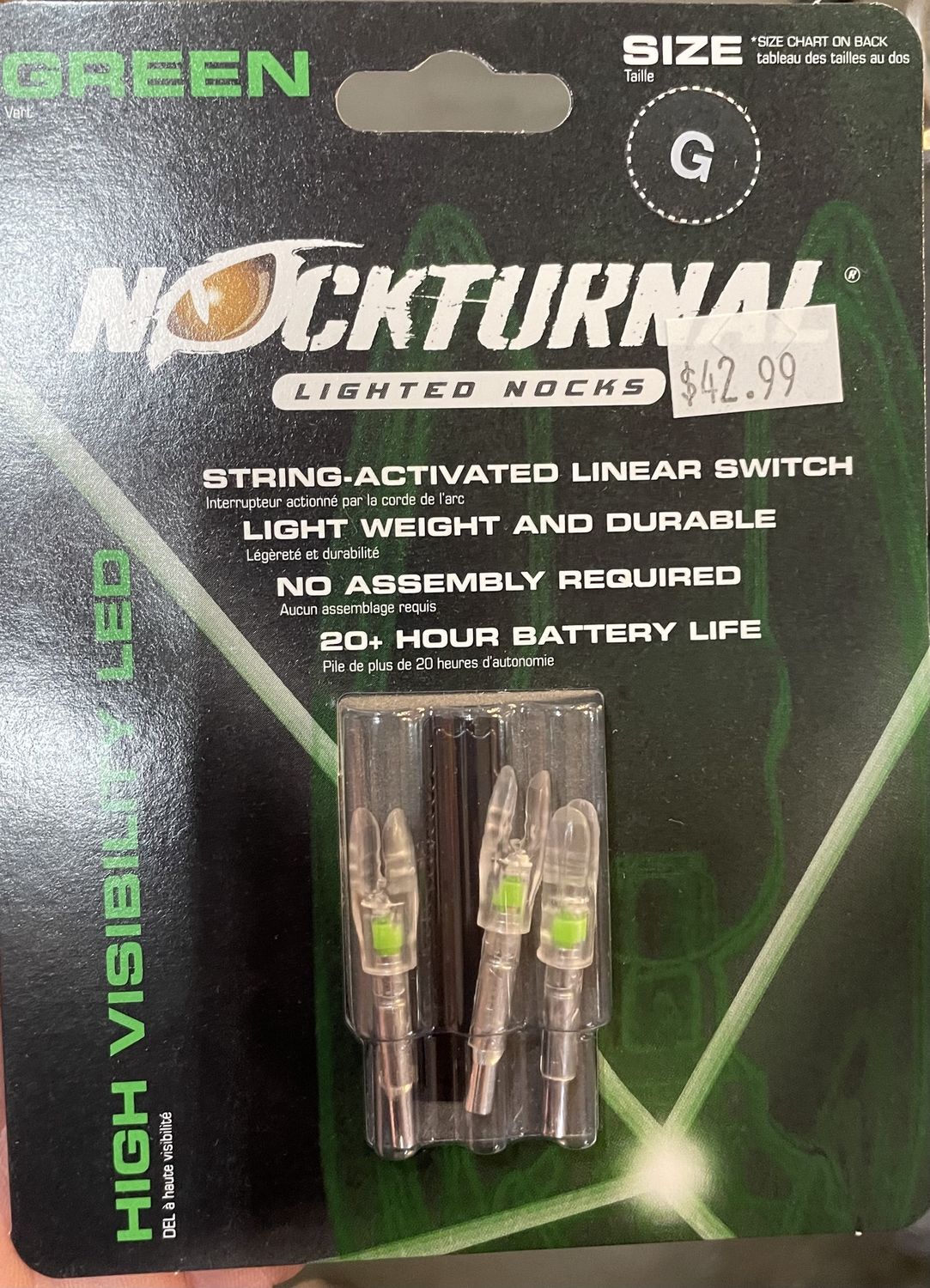 NOCKTURNAL G NOCKS GREEN LIGHTED NOCKS