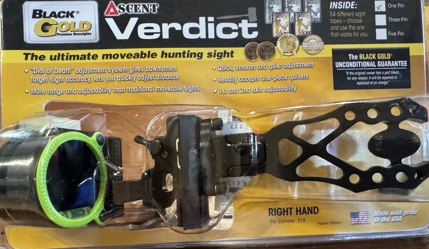 AV1 ASCENT VERDICT SINGLE PIN SIGHT RH