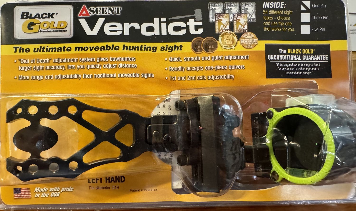 AV1-L ASCENT VERDICT SINGLE PIN SIGHT LH