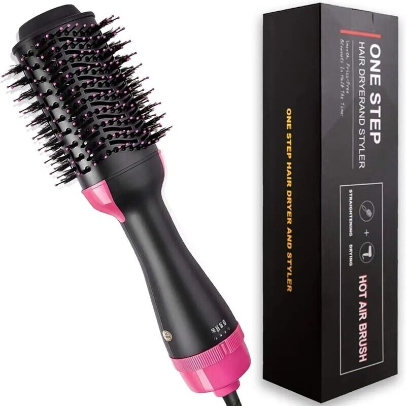 Professional One Step Hair Dryer Comb volumizer 2 in 1 straightener and curler Hot Air Curling iron Rotating Rollers Comb