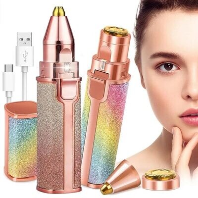 Portable 2 IN 1 Electric Epilator Eyebrow Trimmer Female Body Facial Lipstick Shape Hair Removal Women Painless Razor Shaver