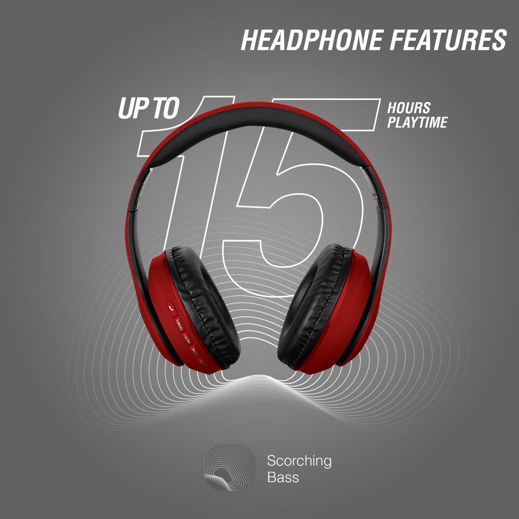 Volkano Impulse Series Wireless Bluetooth Headphones - Black