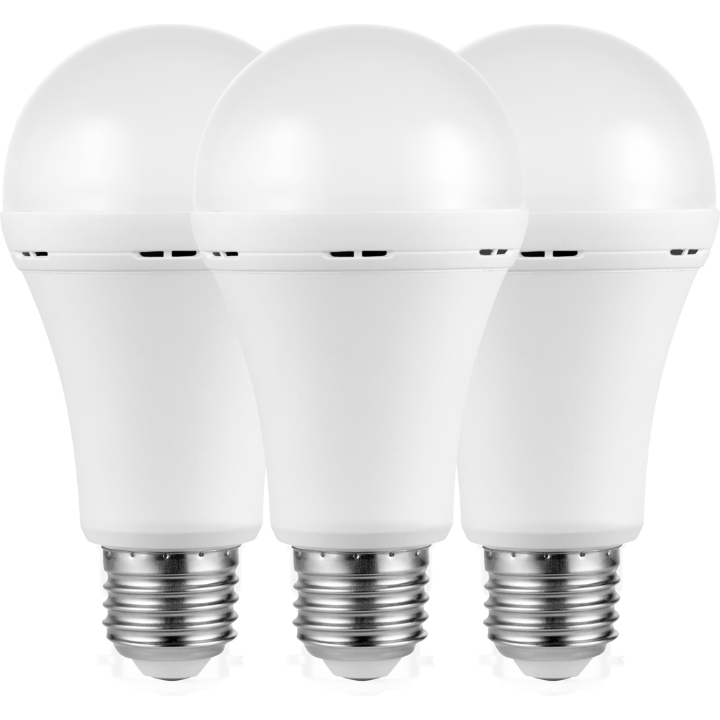 SWITCHED Rechargeable 5W A60 (Edinson Cap) E27 LED Light Bulb Warm White / Cool White -3 Pack