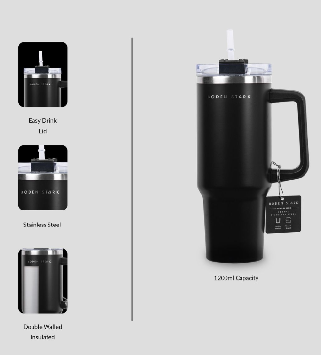 Boden Stark 1200ml Stainless Steel Travel Mug