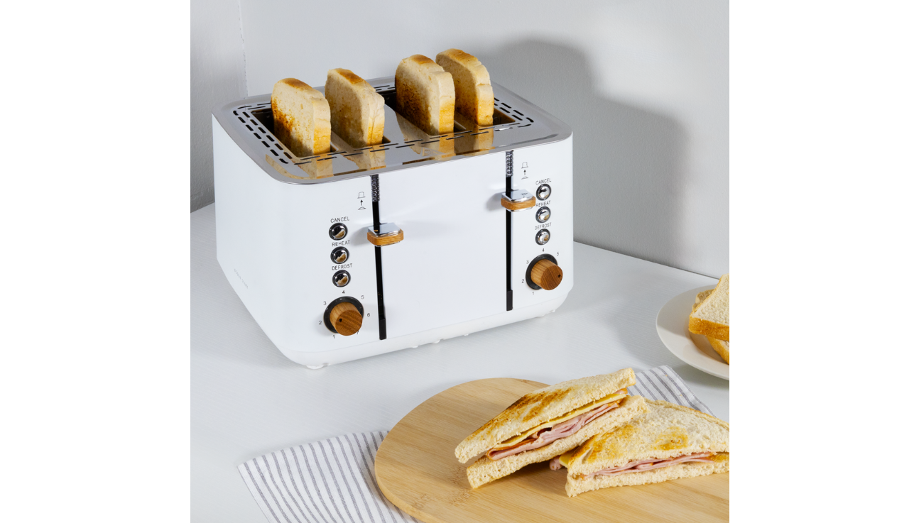 Boden Stark Anson Collection 4 Slice SS Toaster White