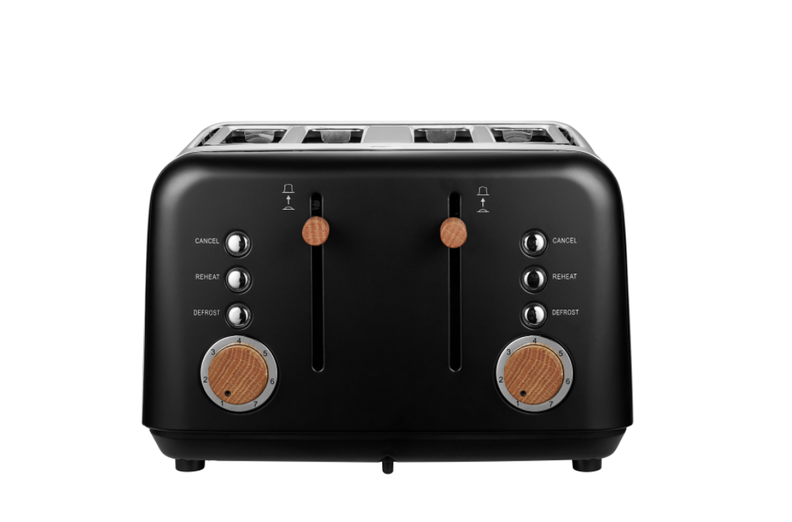 Boden Stark 4-Slice Stainless Steel Toaster - Black Anson Collection