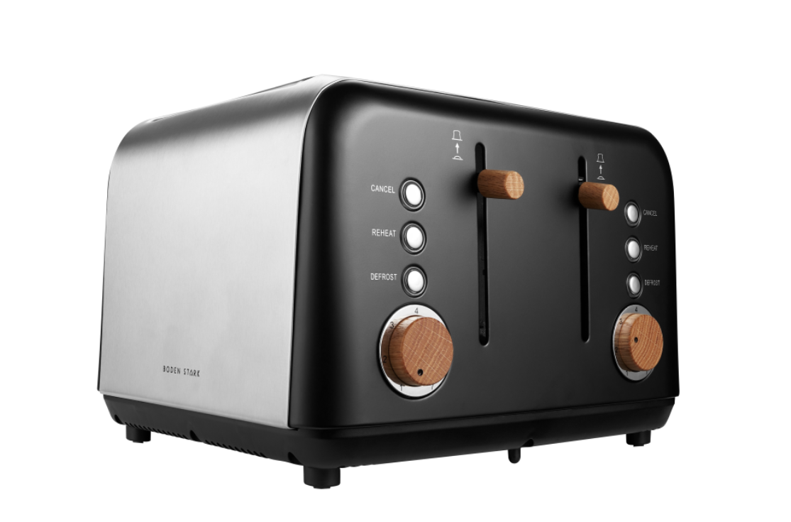 Boden Stark 4-Slice Stainless Steel Toaster - Black Anson Collection