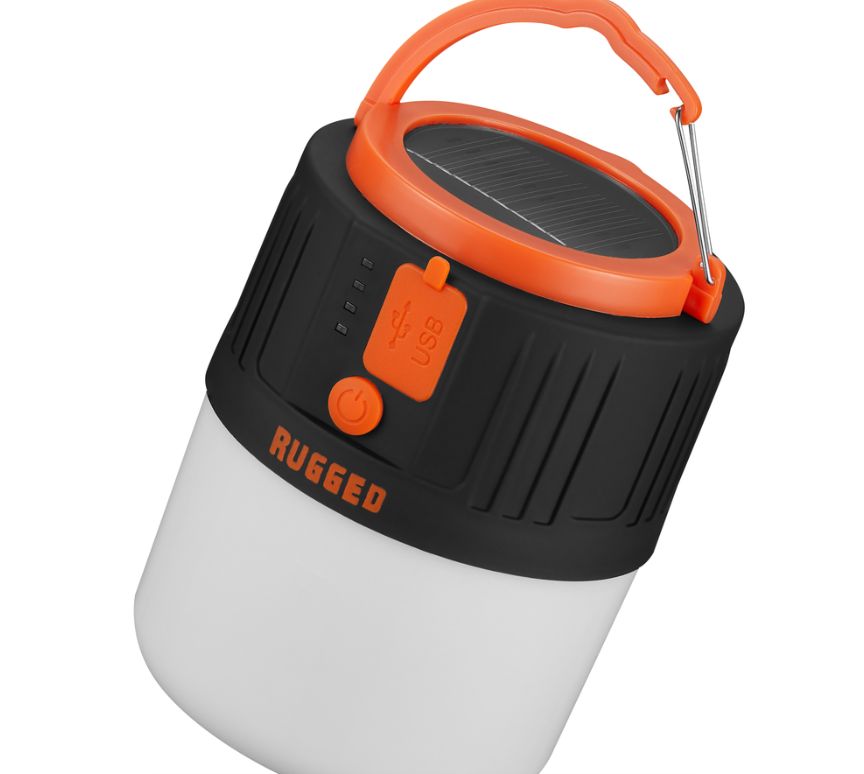 Rugged by Volkano 500lm Rechargeable Solar LED Lantern with Power Bank