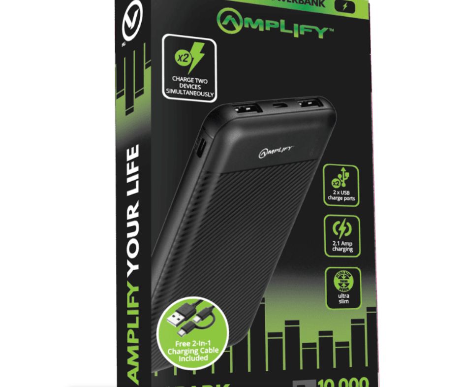 Amplify Spark Series 10000mAh Power Bank - Black/grey