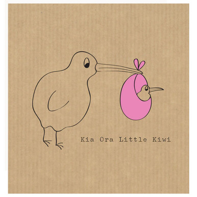 Kia Ora Little Kiwi Card - Pink