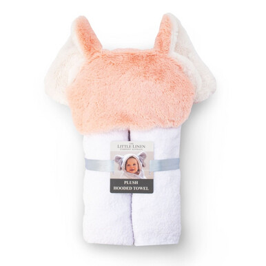 Little Linen Plush Hooded Towel - Soft Pink