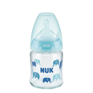 NUK First Choice Plus Glass Baby Bottle 120ml - Blue