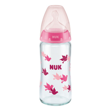 NUK First Choice Plus Glass Baby Bottle 240ml - Pink
