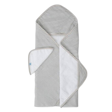 Little Unicorn Hooded Towel &amp; Wash Cloth - Grey Stripe