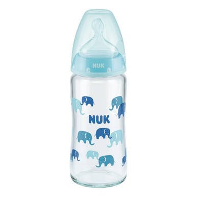 NUK First Choice Plus Glass Baby Bottle 240ml - Blue