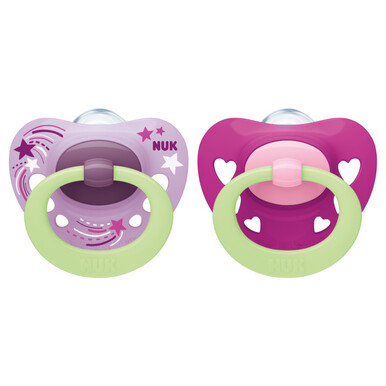 NUK Night Signature Soothers 2pk - Pink