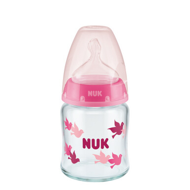 NUK First Choice Plus Glass Baby Bottle 120ml - Pink