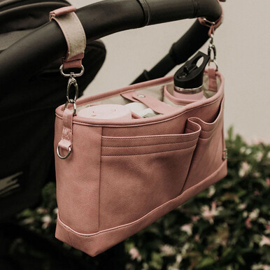 OiOi Faux Leather Stroller Organiser - Dusty Rose