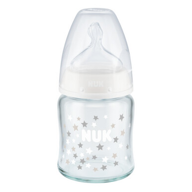 NUK First Choice Plus Glass Baby Bottle 120ml - White