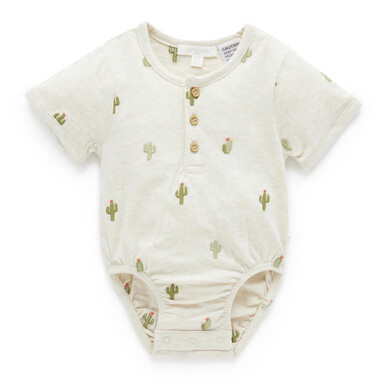 Purebaby Cactus Embroidered Bodysuit, Size: 0000