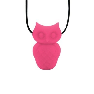 Jellystone Chew Necklace - Owl Fuchsia