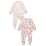 Purebaby Zip Growsuit 2pk - Pansy