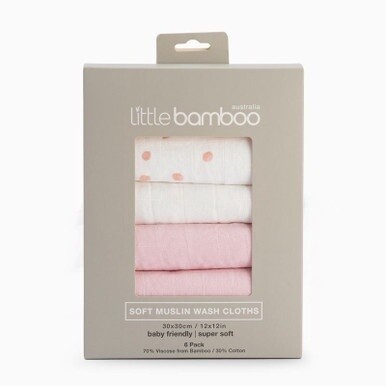 Little Bamboo Muslin Wash Cloths 6pk - Dusty Pink