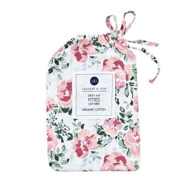 Launder &amp; Love Fitted Cot Sheet - Floral