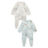 Purebaby Zip Growsuit 2pk - Polar