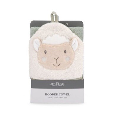 Little Linen Hooded Towel - Farmyard Lamb