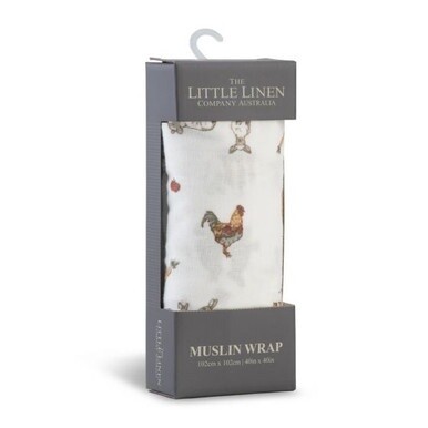 Little Linen Muslin Wrap - Farmyard Lamb