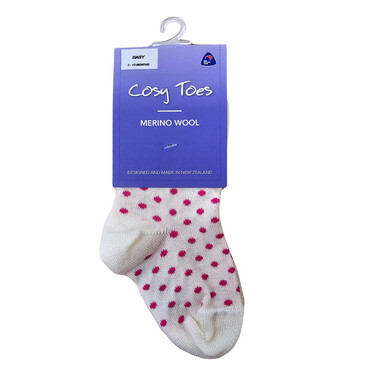 Cosy Toes Merino Baby Crew Socks - Cream Pink Dots