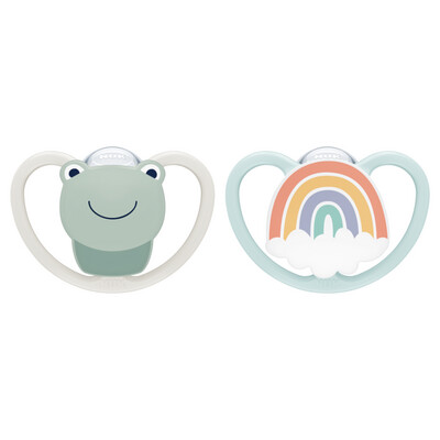 NUK Space Soothers 2pk, Size: Size 1 (0-6 months), Style: Frog