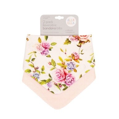 All4Ella Reversible Bandana Bibs 2pk - Rose