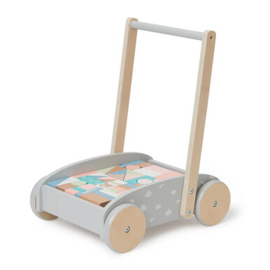 Bubble Wooden Baby Push Cart with 45 Blocks