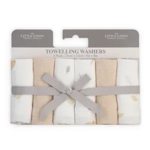 Little Linen Towelling Washers 6pk - Nectar Bear